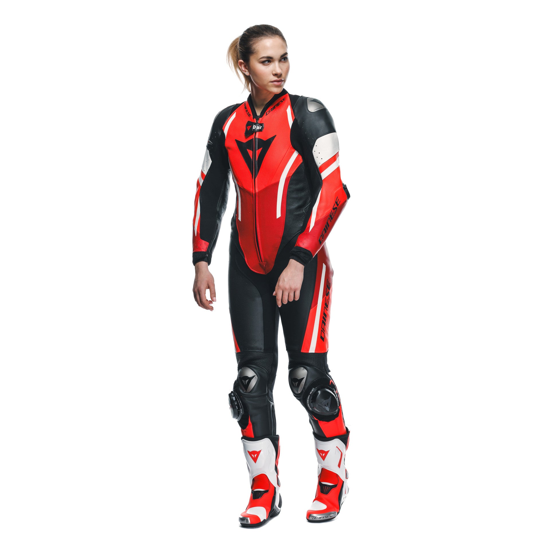 Dainese Misano 3 Lady D-AIR® Eendelige leren overall – Geperforeerd airbag racepak | Vrouwen | Rood 