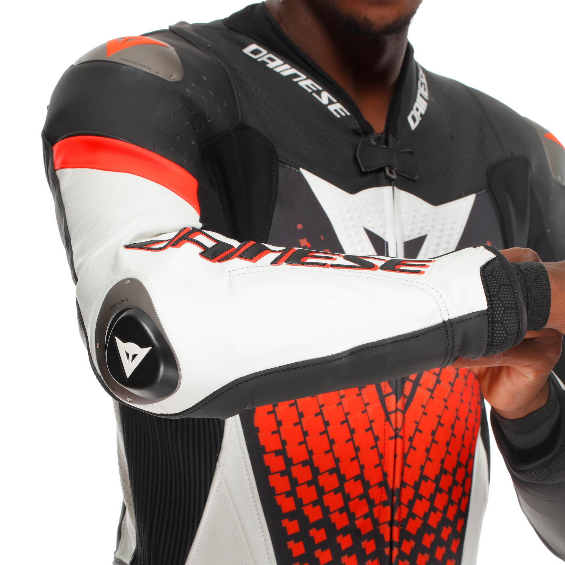 Dainese Laguna Seca 6 Eendelige leren raceoverall – Geperforeerde racepak | Heren | Wit/Rood 