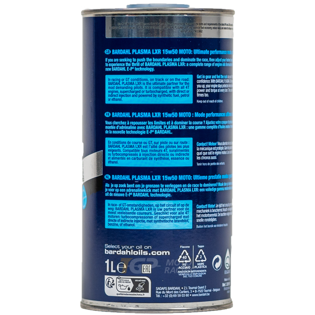 Bardahl 15W50 Plasma LXR - 1 Liter Premium olie 
