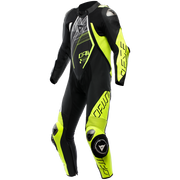 Dainese Audax D-ZIP Eendelig Leren Pak – Geperforeerd Racesuit | Heren | Zwart/Neon Geel 