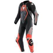 Dainese Audax D-ZIP Eendelig Leerpak – Geperforeerd Racepak | Heren | Zwart/Rood 