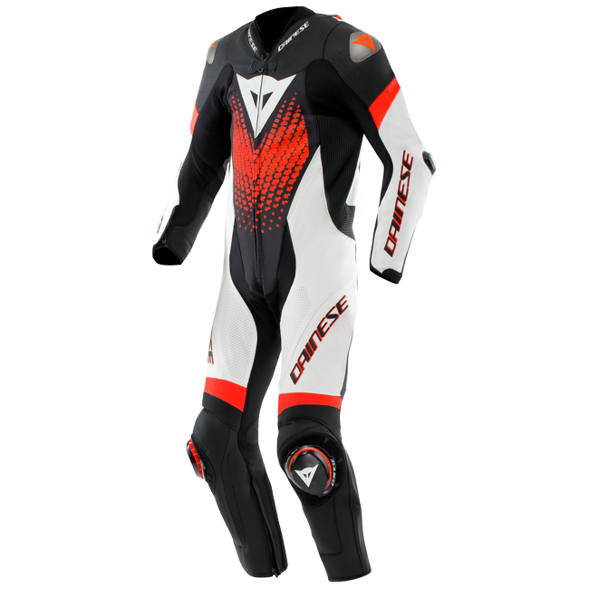 Dainese Laguna Seca 6 Eendelige leren raceoverall – Geperforeerde racepak | Heren | Wit/Rood 