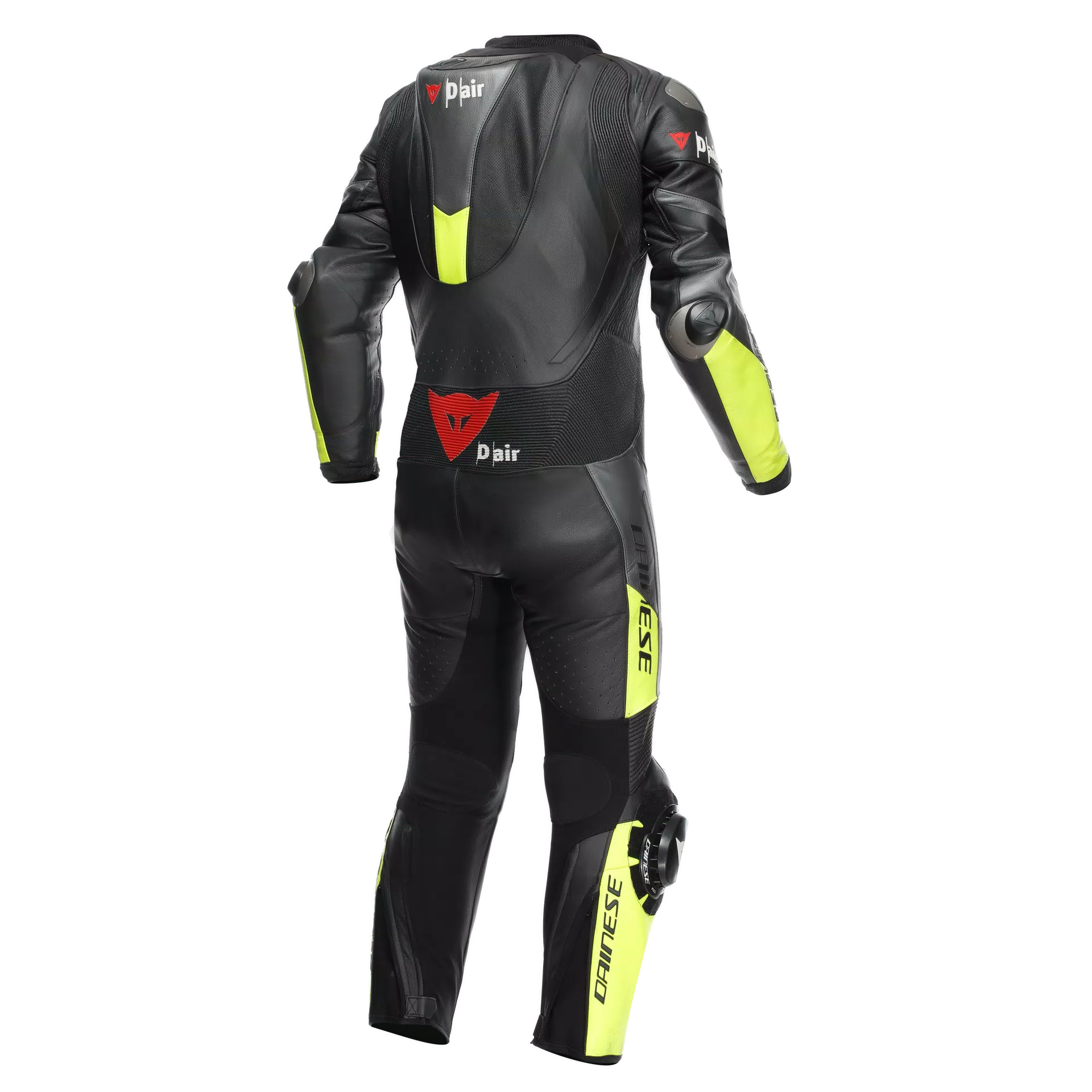 Dainese Misano 3 D-AIR® Eendelig Leren Kombi – Geperforeerd Airbag Racepak | Heren | Zwart/Neon Geel 