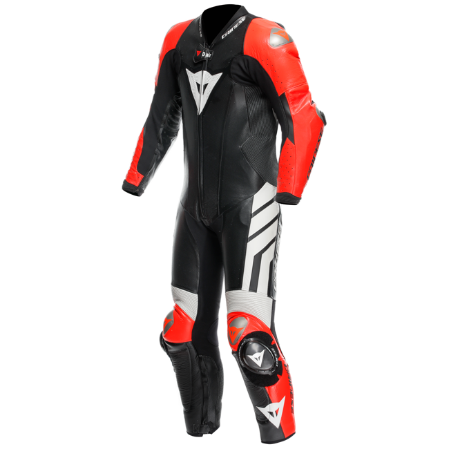 Dainese Mugello 3 D-AIR® Eendelig leren pak – Geperforeerd luchtzak racepak | Heren | Zwart/Rood 