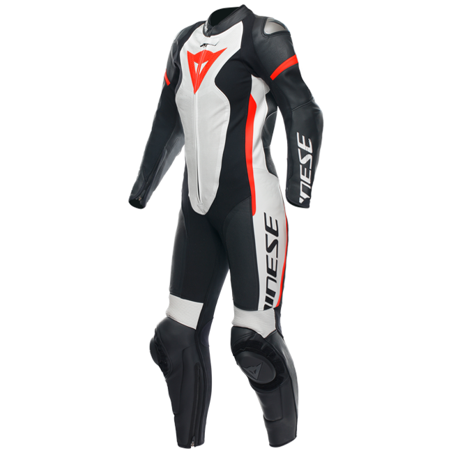 Dainese Grobnik Lady Eendelige Leren Pak – Geperforeerd Racesuit | Vrouwen | Wit/Rood 