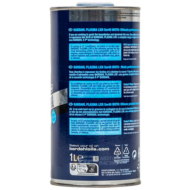 Bardahl 5W40 Plasma LXR - 1 Liter Premium olie 