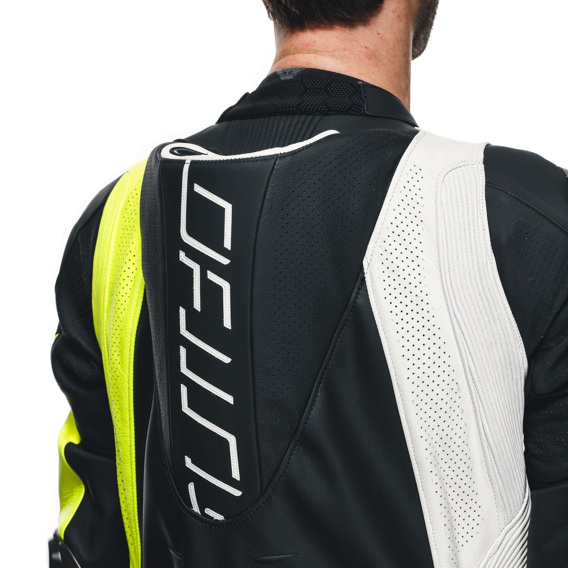 Dainese Audax D-ZIP Eendelig Leren Pak – Geperforeerd Racesuit | Heren | Zwart/Neon Geel 