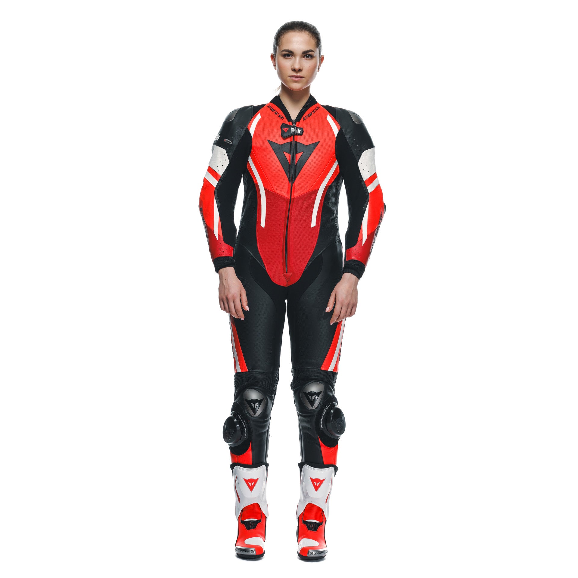Dainese Misano 3 Lady D-AIR® Eendelige leren overall – Geperforeerd airbag racepak | Vrouwen | Rood 