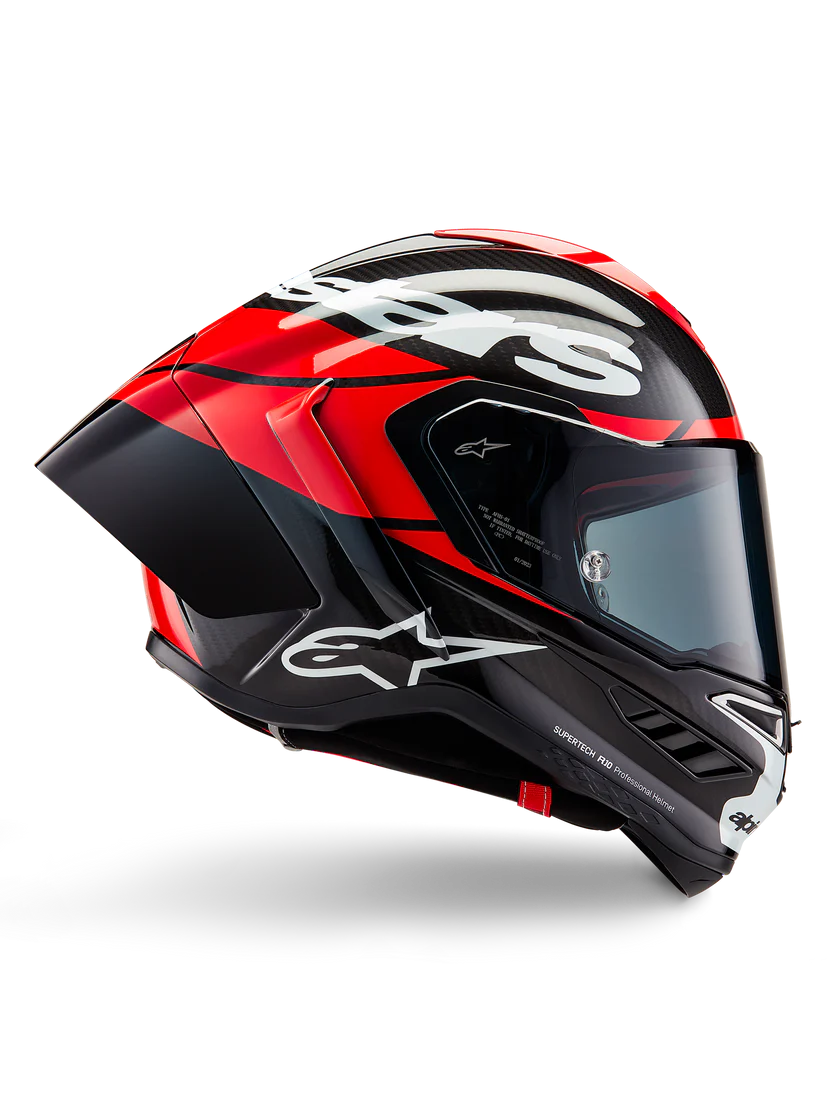 Alpinestars Supertech R10 Element Helm Carbon Carb Stralend Rood Wit 8200324-1363 