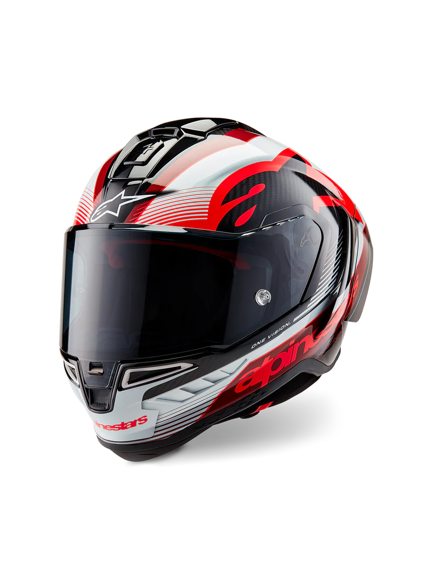 Alpinestars Supertech R10 Team Helm Carbon Carb Rood Wit Glans 8200224-1352 