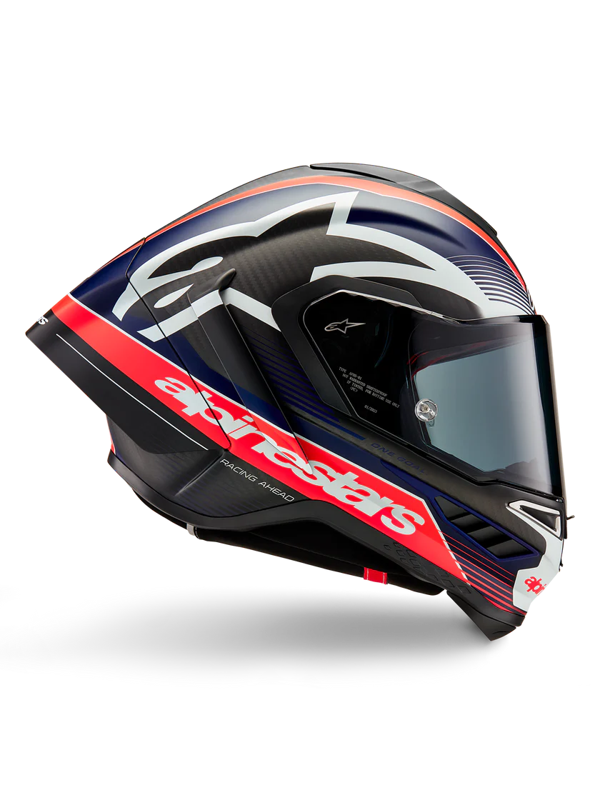 Alpinestars Supertech R10 Team Helm Carbon Carb Rood Fluo Donkerblauw Matt 8200224-1383 