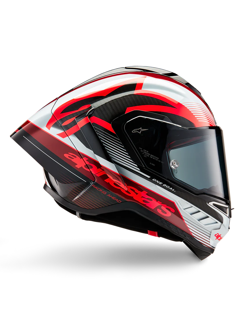 Alpinestars Supertech R10 Team Helm Carbon Carb Rood Wit Glans 8200224-1352 
