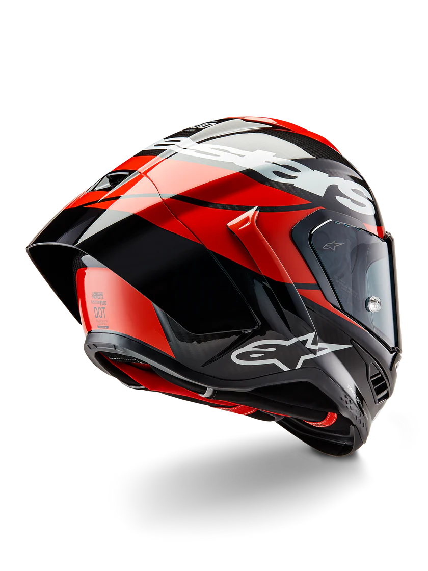 Alpinestars Supertech R10 Element Helm Carbon Carb Stralend Rood Wit 8200324-1363 