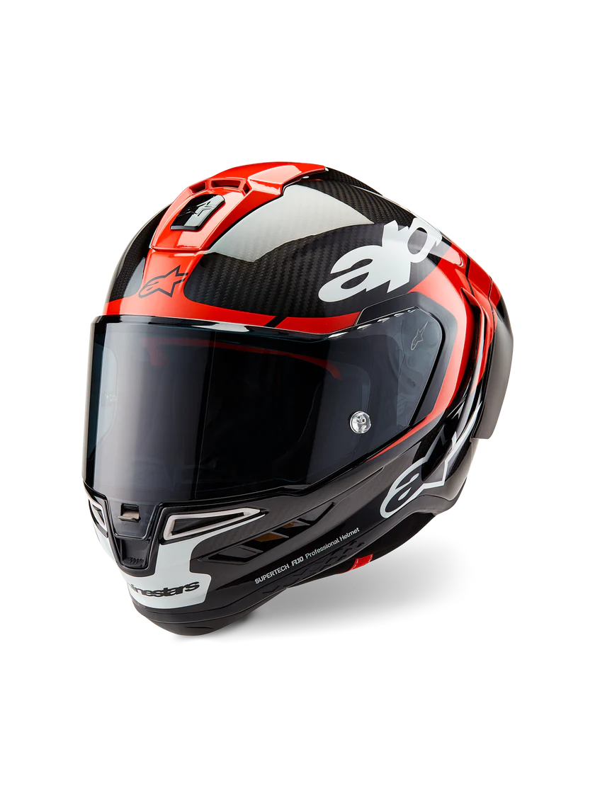 Alpinestars Supertech R10 Element Helm Carbon Carb Stralend Rood Wit 8200324-1363 