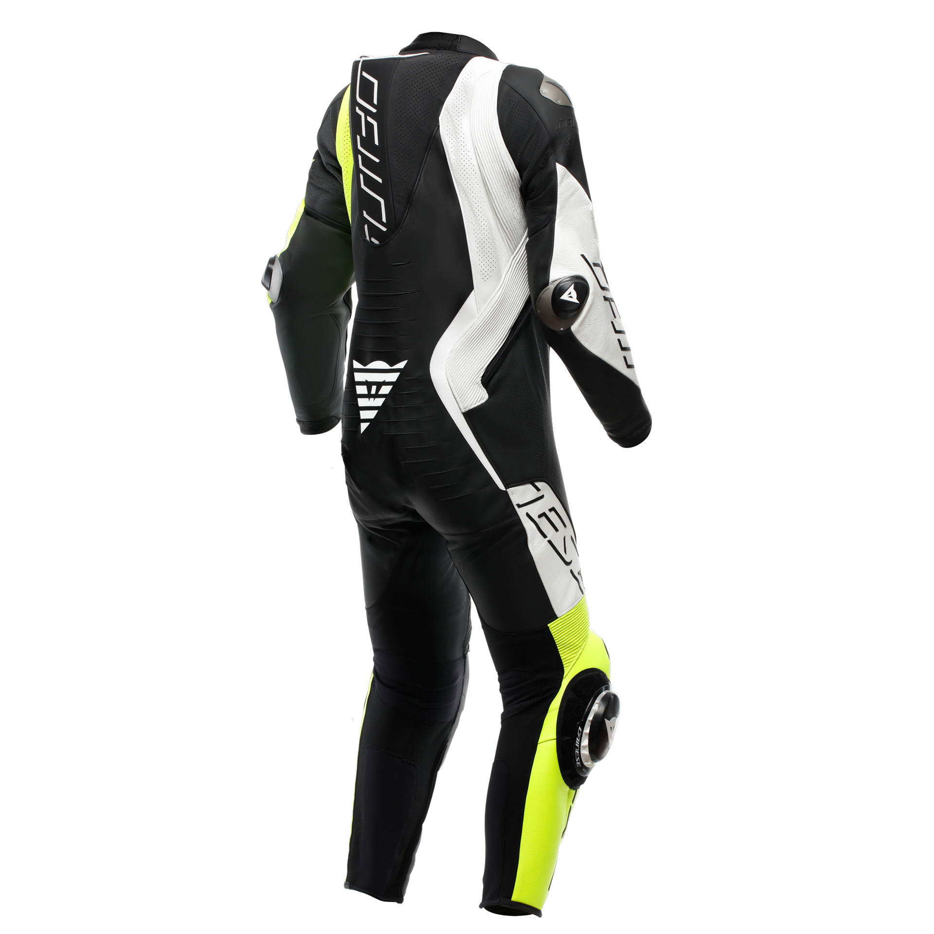 Dainese Audax D-ZIP Eendelig Leren Pak – Geperforeerd Racesuit | Heren | Zwart/Neon Geel 