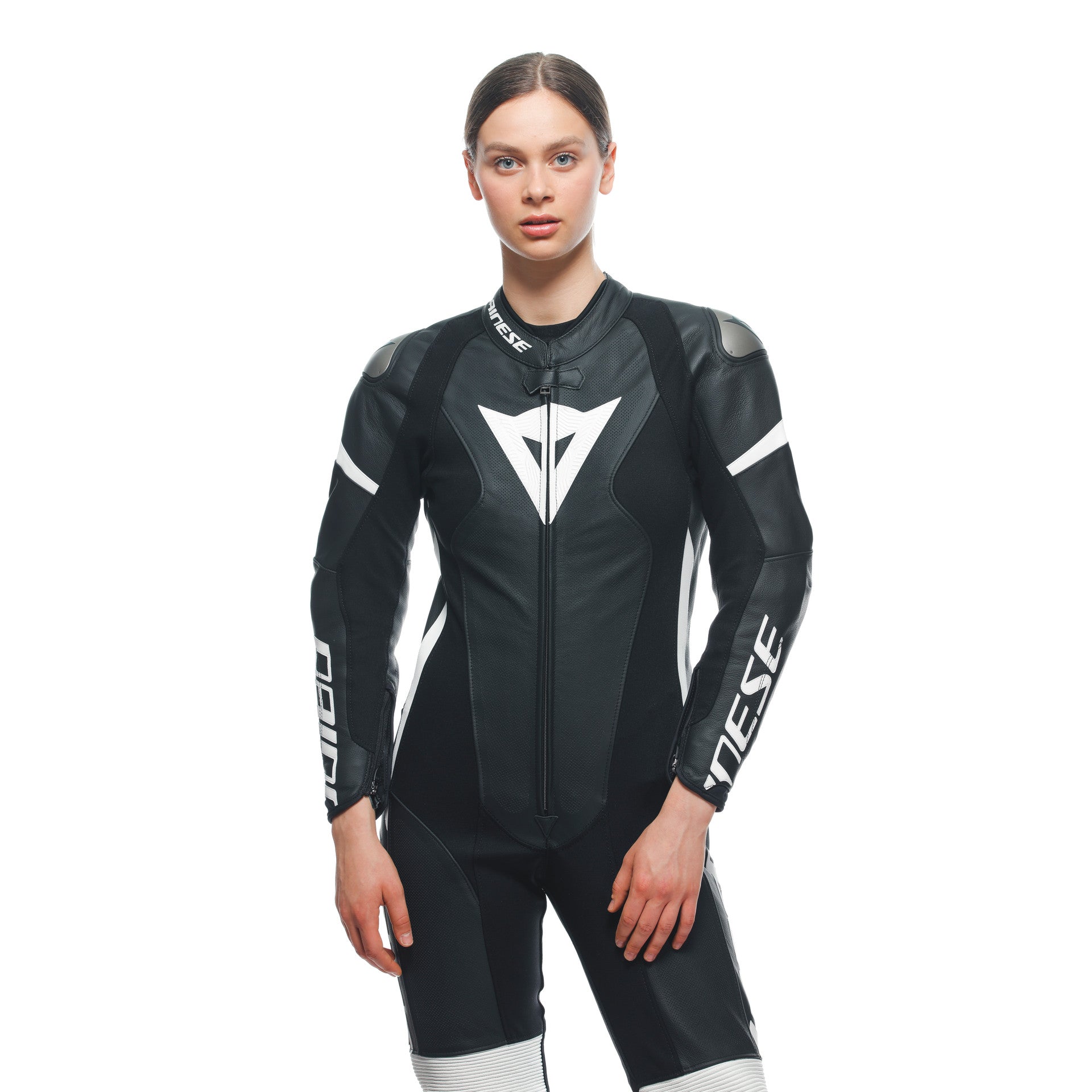 Dainese Grobnik Lady Eendelig Leren Pak – Geperforeerd Racepak | Vrouwen | Zwart/Wit 