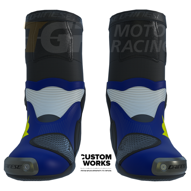 Dainese Axial 2 Air Racing- en straatmotorlaarzen | Heren | Yamaha blauw / wit / fluo geel | Custom Works 