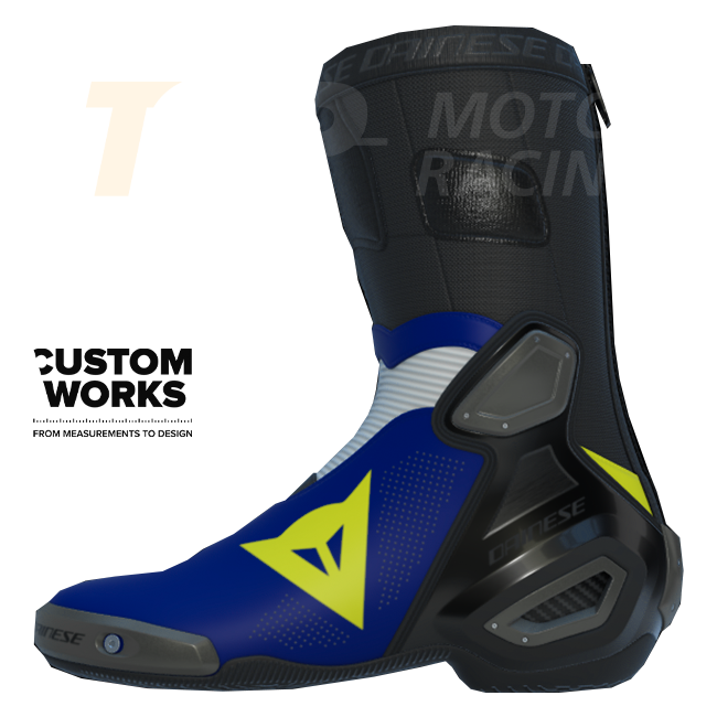 Dainese Axial 2 Air Racing- en straatmotorlaarzen | Heren | Yamaha blauw / wit / fluo geel | Custom Works 