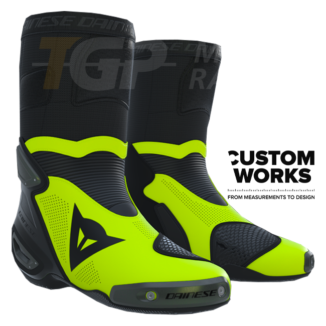 Dainese Axial 2 Air race- en straatmotorlaarzen | Heren | Zwart / Fluogeel | Custom Works 