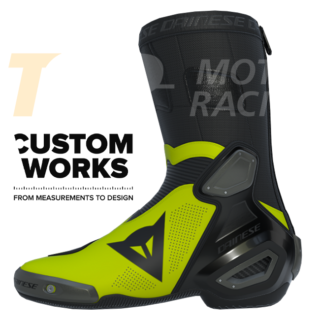 Dainese Axial 2 Air race- en straatmotorlaarzen | Heren | Zwart / Fluogeel | Custom Works 