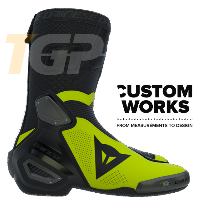 Dainese Axial 2 Air race- en straatmotorlaarzen | Heren | Zwart / Fluogeel | Custom Works 