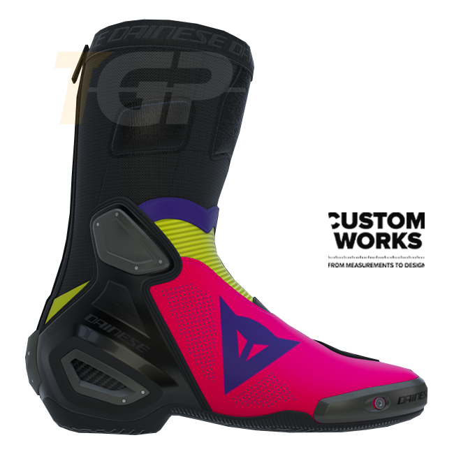 Dainese Axial 2 Air Racing und Straßen Motorradstiefel | Herren | Fuxia / Viola / Fluogelb | Custom Works