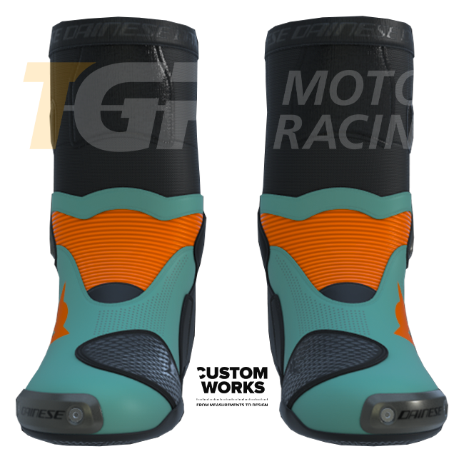 Dainese Axial 2 Air racing- en straatmotorlaarzen | Heren | Fluo Oranje / Sardijnse Zee Blauw | Custom Works 