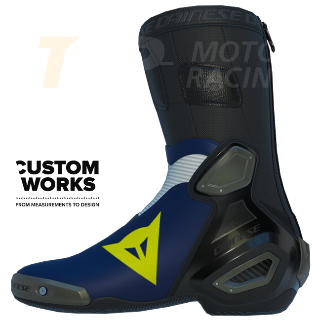 Dainese Axial 2 Air Racing- en straatmotorlaarzen | Heren | Yamaha blauw / wit / fluo geel | Custom Works 