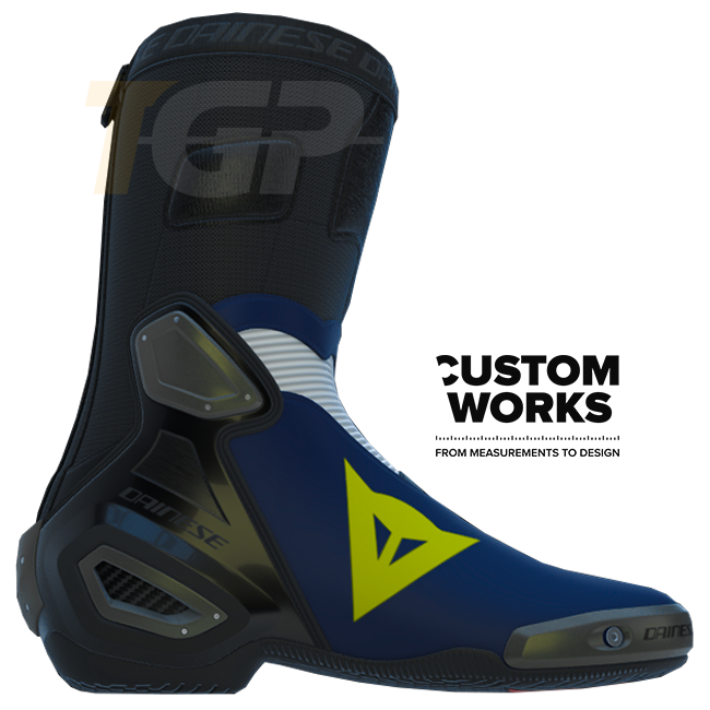 Dainese Axial 2 Air Racing- en straatmotorlaarzen | Heren | Yamaha blauw / wit / fluo geel | Custom Works 