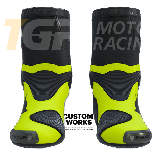Dainese Axial 2 Racing- en straatmotorlaarzen | Heren | Zwart / Fluorgeel | Custom Works 