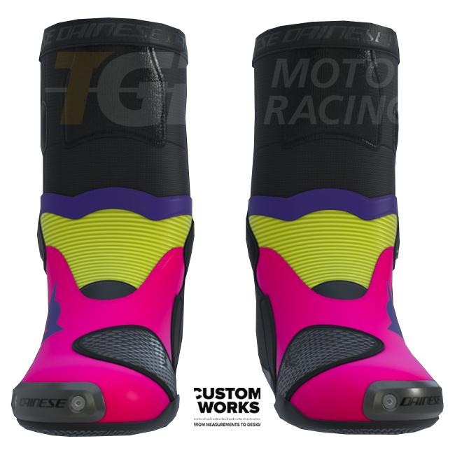 Dainese Axial 2 Racing- en straatmotorlaarzen | Heren | Fuxia / Viola / Fluogelb | Custom Works 