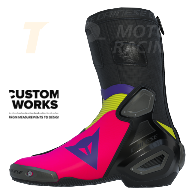Dainese Axial 2 Racing- en straatmotorlaarzen | Heren | Fuxia / Viola / Fluogelb | Custom Works 