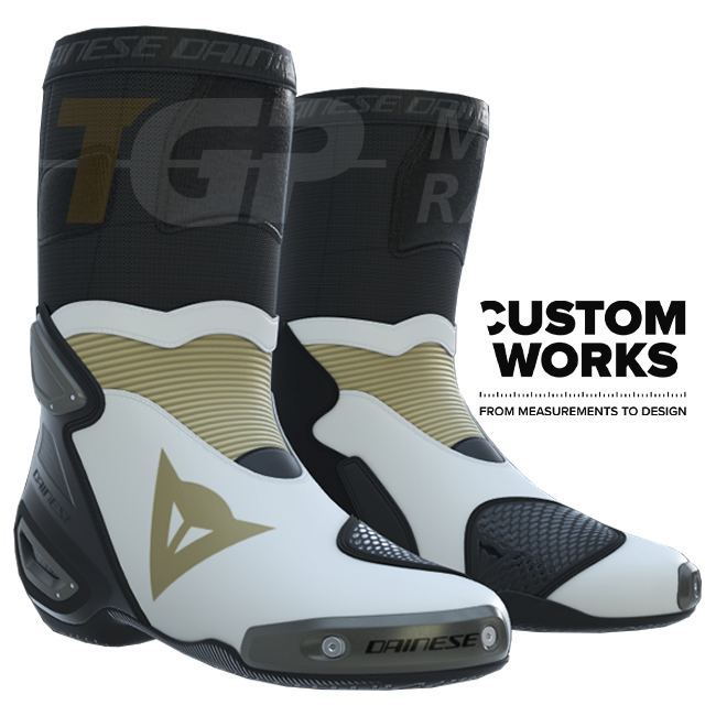 Dainese Axial 2 Racing- en straatmotorlaarzen | Heren | Parelwit / Magnesium | Custom Works 