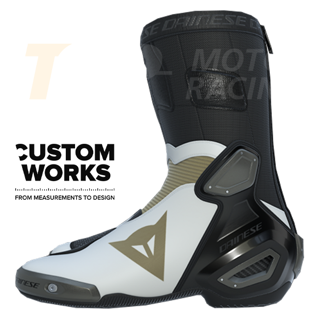 Dainese Axial 2 Racing- en straatmotorlaarzen | Heren | Parelwit / Magnesium | Custom Works 