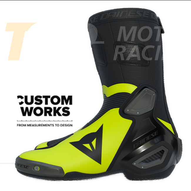 Dainese Axial 2 Racing- en straatmotorlaarzen | Heren | Zwart / Fluorgeel | Custom Works 