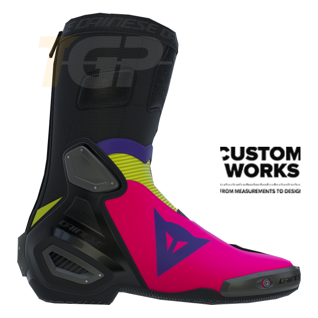 Dainese Axial 2 Racing- en straatmotorlaarzen | Heren | Fuxia / Viola / Fluogelb | Custom Works 