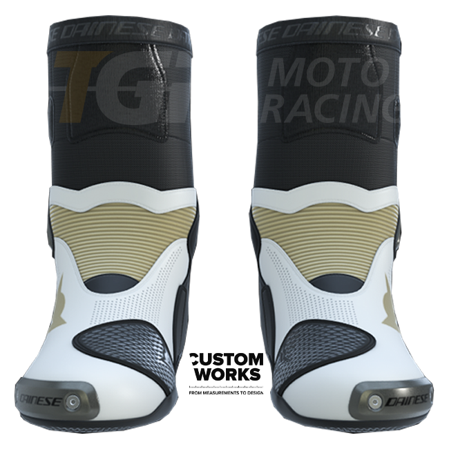 Dainese Axial 2 Air race- en straatschaaroënlaarzen | Heren | Parelwit / Magnesium | Custom Works 