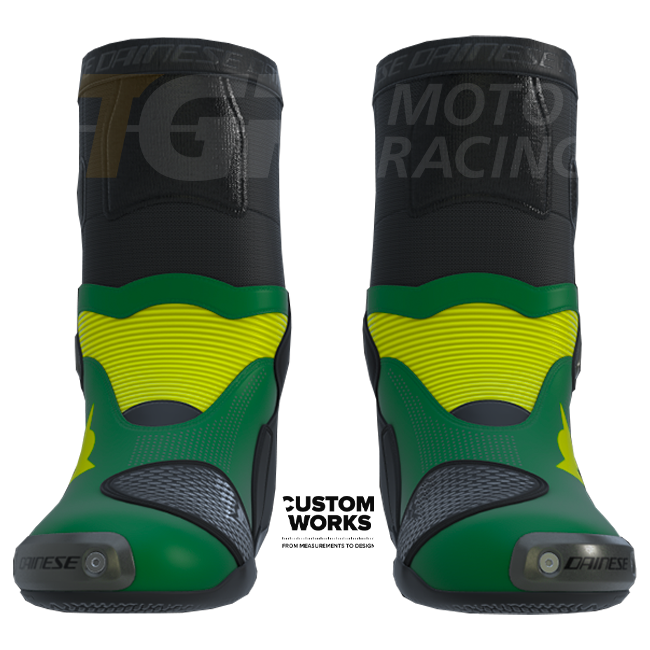 Dainese Axial 2 Air racing- en straatmotorlaarzen | Heren | Waldgroen / Geel | Custom Works 