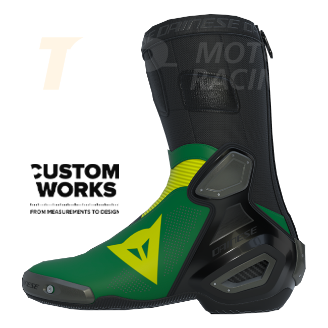 Dainese Axial 2 Air racing- en straatmotorlaarzen | Heren | Waldgroen / Geel | Custom Works 