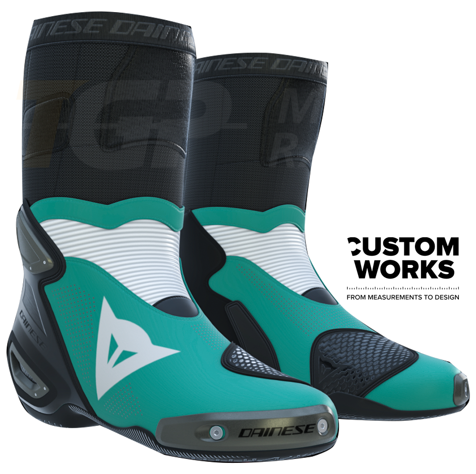 Dainese Axial 2 Air Racing und Straßen Motorradstiefel | Herren | Sardinia Sea Blau / Weiß | Custom Works
