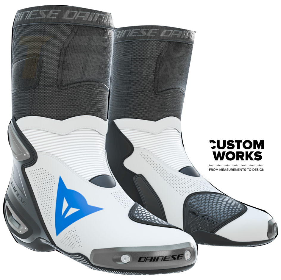 Dainese Axial 2 Air Racing- en straatmotorschoenen | Heren | Wit / Hemelblauw | Custom Works 