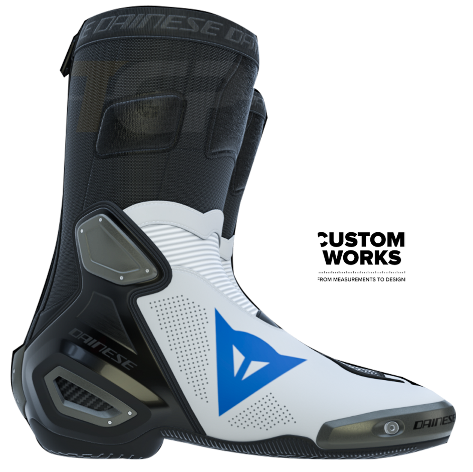 Dainese Axial 2 Air Racing- en straatmotorschoenen | Heren | Wit / Hemelblauw | Custom Works 