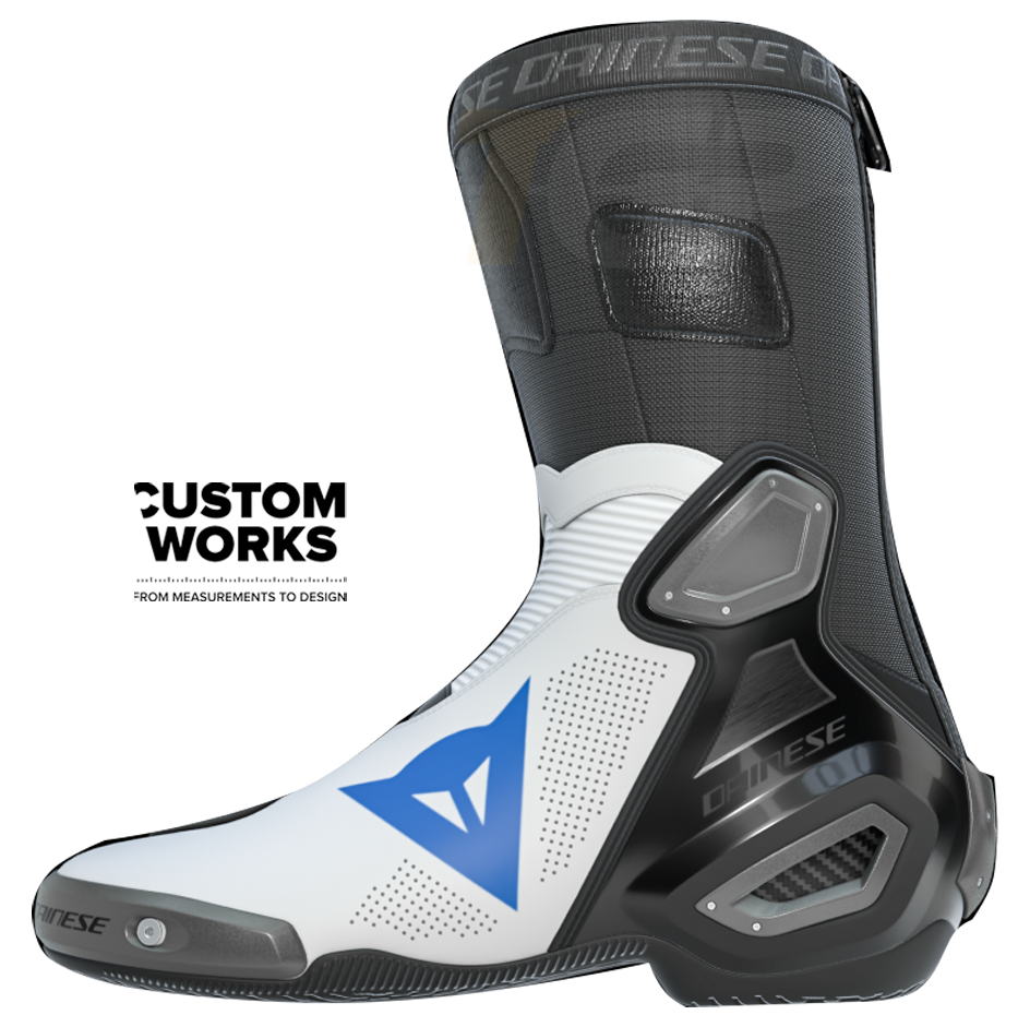 Dainese Axial 2 Air Racing- en straatmotorschoenen | Heren | Wit / Hemelblauw | Custom Works 