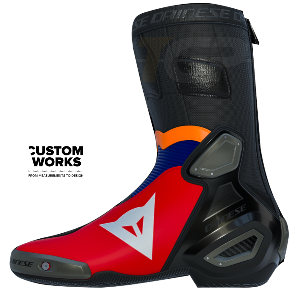 Dainese Axial 2 Racing- en straatmotorlaarzen Luca Marini Replica 2026 | Heren | Lava rood / Electric blauw / Fluo oranje / Wit | Custom Works 