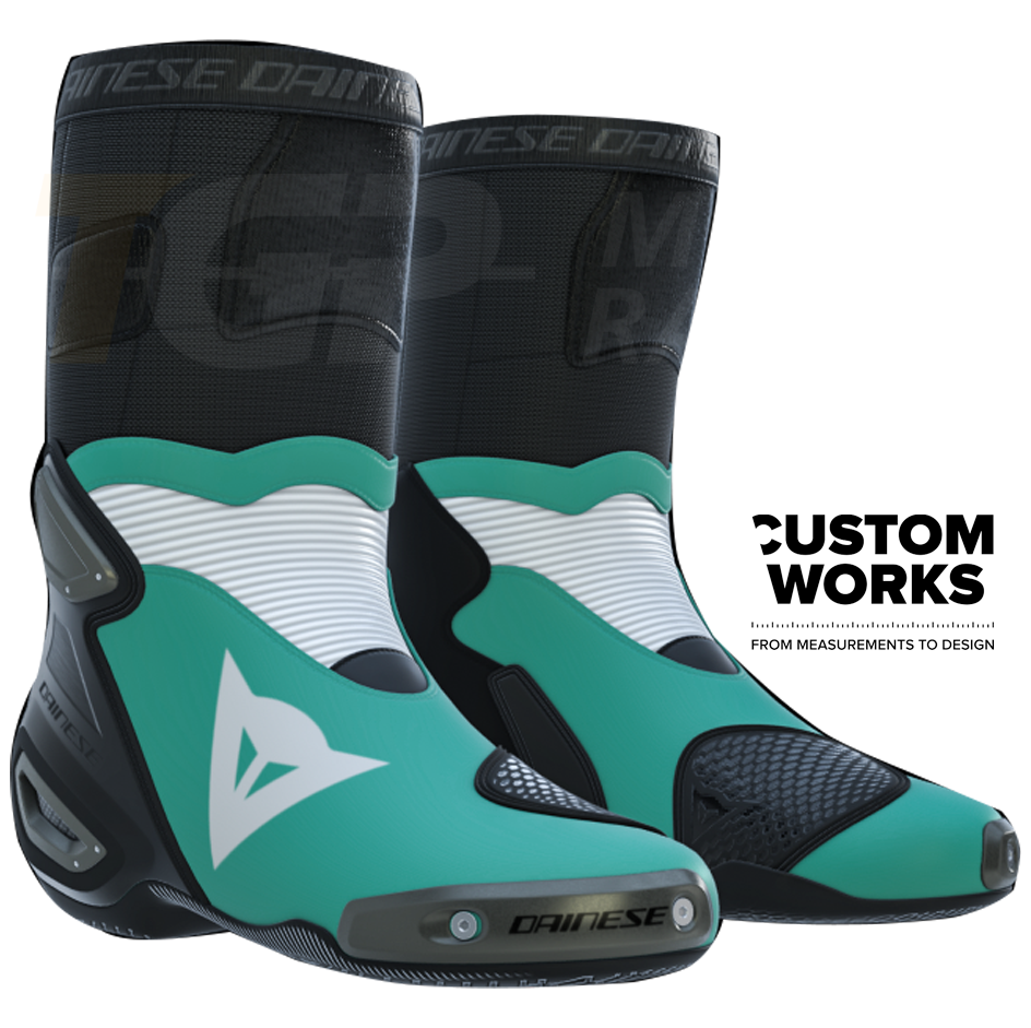 Dainese Axial 2 Racing und Straßen Motorradstiefel | Herren | Sardinia Sea Blau / Weiß | Custom Works