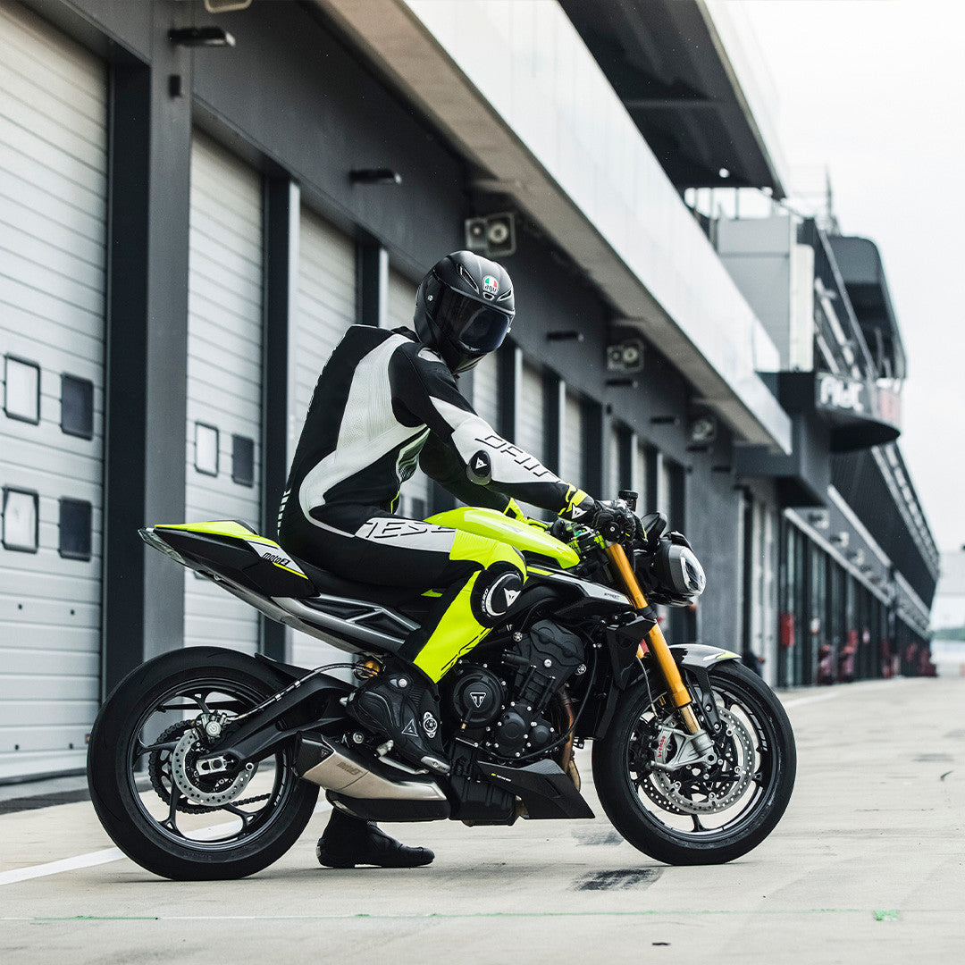 Dainese Audax D-ZIP Eendelig Leren Pak – Geperforeerd Racesuit | Heren | Zwart/Neon Geel 