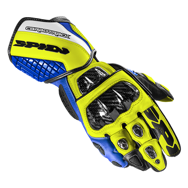 Spidi Carbo Track Evo Racing Motorfiets Leer Handschoenen | Heren | Blauw/Geel | A203477 