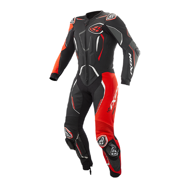 IXON Demonio overall Leren pak – Geperforeerde raceoverall | Heren | Rood/Zwart/Wit 