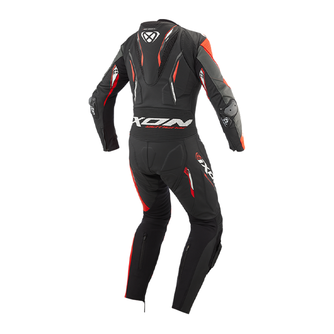 IXON Demonio overall Leren pak – Geperforeerde raceoverall | Heren | Rood/Zwart/Wit 