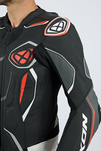 IXON Demonio overall Leren pak – geperforeerd racepak | heren | zwart/wit/rood 